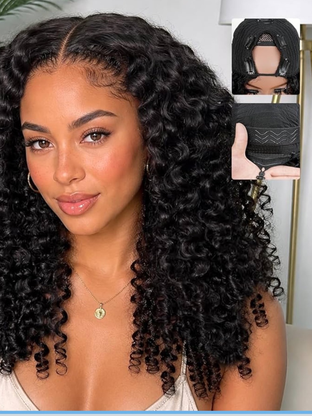 V Part Wig Human Hair Burmese Curly 24 Inch